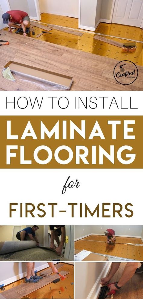 How to install and lay wood laminate flooring for beginners. DIY ideas, tips and directions for installation. Install Laminate Flooring, Laminate Flooring Diy, Grey Laminate Flooring, Laying Laminate Flooring, Installing Laminate Flooring, Oak Laminate Flooring, Wood Projects For Beginners, Wood Laminate Flooring, Diy Holz