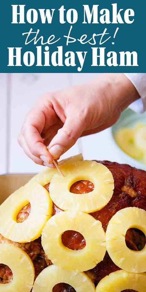 Holiday Ham Glaze, Pineapple Honey Glazed Ham, Ham With Pineapple, Baked Ham With Pineapple, Ham In The Oven, Holiday Ham Recipes, Brown Sugar Ham, Cooked Ham, Pineapple Ham