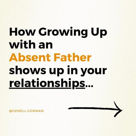 Father & Mother Wound Mentor | Embodiment Guide on Instagram: "Whether he was PHYSICALLY or EMOTIONALLY absent..  Your father figure was the blueprint for how you deal with all men in your life… if they were absent, that doesn’t mean the influence is gone… it just changes the way we see the blueprint.  👉 If your father wasn’t around, you are likely dealing with one or more of the symptoms in the slides. And that’s not because YOU are broken or weak… but because you have been dealing with an unhealed wound since childhood.  Your relationships have suffered because the blueprint for all men that you received from your father wasn’t accurate or flattering. You have been working with faulty data and because of that you often attract unhealthy relationships.  It’s time to heal this wound so th Healing From Absent Father, Parent Wounds, Mother Wound, Absent Father, Father Wound, Emdr Therapy, Time To Heal, Healthy Love, Unhealthy Relationships