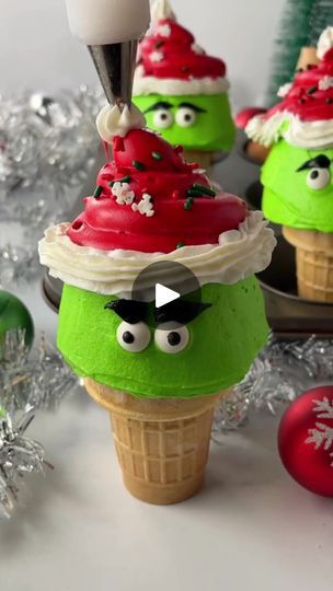 1.9M views · 15K reactions | You’re a mean one Mr. Grinch! ️How cute are these Grinch cupcake cones though! #grinch #cupcakes #conecupcakes #grinchcupcakes | Cupcake SB12 | Thurl Ravenscroft · You're A Mean One, Mr. Grinch Grinch Ice Cream Cone Cupcakes, Blueberry Cream Cheese Muffins, Entertaining Desserts, Ice Cream Cone Cupcakes, Pie Decoration, Cupcake Cones, Christmas Jingles, Creative Cupcakes, Christmas Party Food