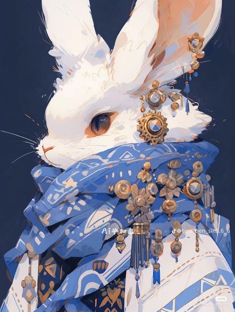 캐릭터 드로잉, Rabbit Art, 판타지 아트, 영감을 주는 캐릭터, Cute Animal Drawings, White Rabbit, Anime Kawaii, Creature Design, Funny Animal