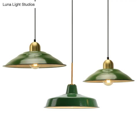 This product, the Enamel Green Shaded Suspension Lamp Retro Metal 1-Light Cafe Hanging Light Fixture, is a pendant light fixture made of metal with a green enamel finish. The shade is made of iron and is a Saucer style with a Barn Dome Semicircle Cone shape. The light bulb is not included, but the fixture is compatible with E26/E27 base bulbs. The voltage is 110V-120V 220V-240V.Size: 10 to 14 Inch Fixture Width: 14.5" 14" 12" Fixture Height: 6" 11" 13" 9" Bulb Included: No Number of Lights: 1 Co Porcelain Pendant Light, Kitchen Shades, Green Barn, Green Dome, Green Lamp Shade, Lamp Retro, Green Pendants, Hanging Fixture, Hanging Light Fixtures