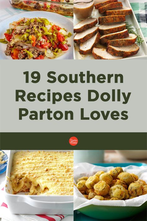 19 Southern Recipes Dolly Parton Loves Dolly Parton Food Recipes, Country Home Cooking Recipes, Dolly Parton Recipes Families, Dollywood Copycat Recipes, Dolly Parton Recipes Desserts, Old Southern Recipes Country Cooking, Dolly Parton Casserole, Baking With Dolly, Dolly Parton Cocktail