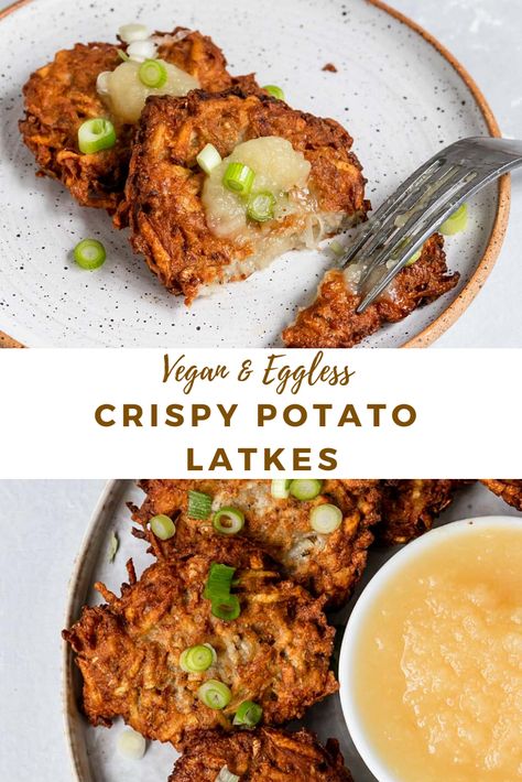 Homemade Latkes, Potatoes Latkes, Homemade Potato Pancakes, Vegan Latkes, Savory Potato Pancakes, Vegan Potato Pancakes, Latke Recipe, Vegan Potatoes, Hannukah Recipes