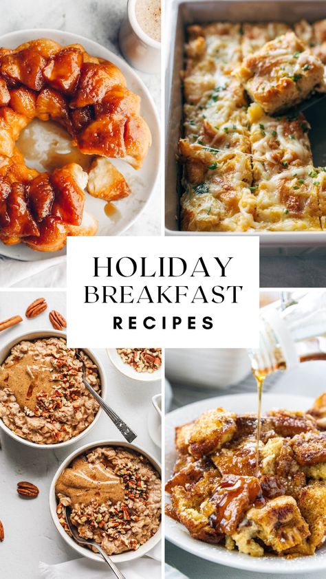 From a decadent French toast casserole to a cheesy egg and croissant bake, these easy holiday breakfast recipes are festive favorites you and your guests will love. Christmas Breakfast Food Ideas, Christmas Themed Breakfast, Christmas Day Breakfast Ideas, Egg And Croissant, Healthy Christmas Breakfast, Breakfast Christmas Morning, Traditional Christmas Breakfast, Winter Breakfast Ideas, Christmas Morning Casserole