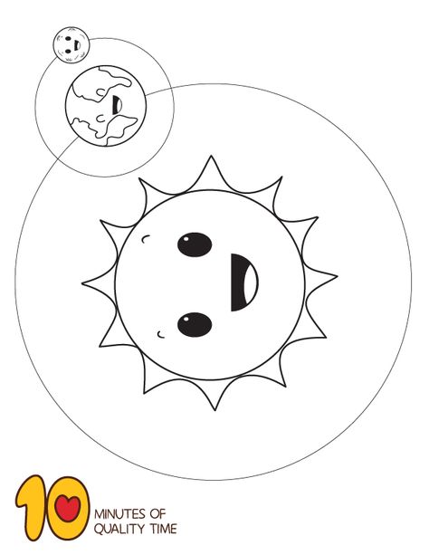 Sun Earth and Moon Coloring Page Sun And Earth Activities, Sun And Moon Coloring Pages, Sun And Moon Coloring, Earth For Kids, Moon For Kids, Earth Coloring Pages, Planet Coloring Pages, Earth Activities, Sun Coloring Pages