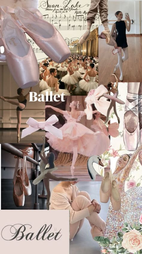 Ballet Shoes Wallpaper, Ballet Collage Wallpaper, Cute Dance Wallpapers, Ballet Aesthetic Wallpaper, Home Ballet Studio, Ballet Collage, Nyc Aesthetic Wallpaper, Ballerina Wallpaper, Nature Backgrounds Iphone