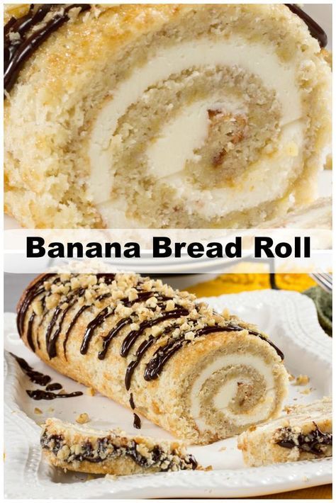 Banana Bread Roll, Jelly Rolls Recipe, Sweet Slices, Roll Cakes, Dry Mixes, Cake Roll Recipes, Jelly Rolls, Bread Roll, Roll Cake