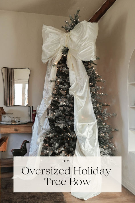 Christmas Tree 2024 Big Bow, Bow For Christmas Tree Diy, Oversized Bow Tree Topper, Diy Giant Bow Tree Topper, Diy Large Christmas Tree Bow, Huge Bow Christmas Tree, Oversized Bow Christmas Tree, Large Bow On Christmas Tree, Large Bow Tree Topper Diy