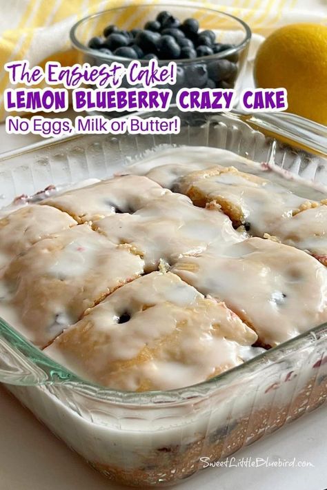 Lemon Blueberry Crazy Cake! 🍋🫐... - Recipes From Heaven Cake No Eggs, Crazy Cake Recipes, Wacky Cake Recipe, Wacky Cake, Crazy Cake, Blueberry Lemon Cake, Blueberry Desserts, Blueberry Cake, Crazy Cakes