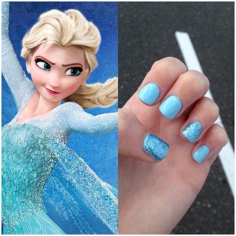 Elsa Inspired Nails, Elsa Nails For Kids, Elsa Nails, Frozen Nails For Kids, Anna Frozen Nails, Frozen Nails Disney, Anna Nails Frozen, Frozen Nail Art, Frozen Nails