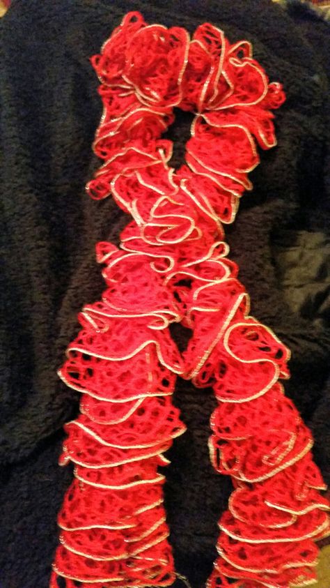 Women's Red and Silver Ruffle Scarf by TheChristianBoutique on Etsy Christian Boutique, Sashay Scarf, The Archangels, Religious Statues, Ruffle Scarf, Faith Gifts, Red And Silver, Silver Lining, Long Scarf