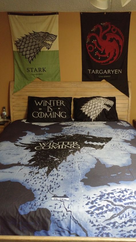 My bedroom Game Of Thrones Room Ideas, Game Of Thrones Bedroom Aesthetic, Game Of Thrones Room Decor, Game Of Thrones Bedroom, Game Of Thrones Blanket, Posters On Wall Bedroom, Game Of Thrones Map World Framed, Bedroom Games, My Bedroom