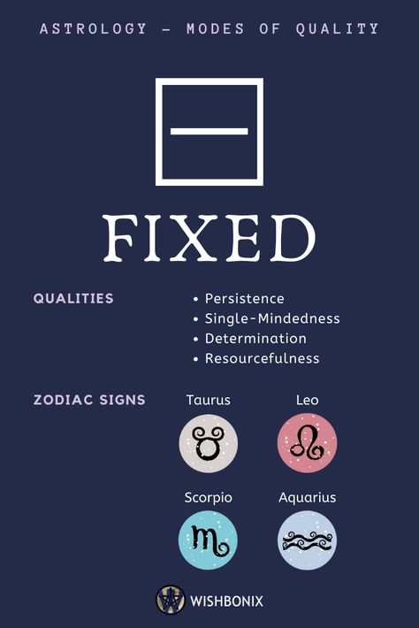 The fixed signs of the zodiac are characterized by persistence and, as the name suggests, a firm will. They have remarkably perseverance in their projects and keep a firm eye on their goals even over longer periods of time. You often stick to your chosen approach and are rather hostile to a spontaneous change of direction. In Astrology the fixed signs are Taurus, Leo, Scorpio and Aquarius. Fixed Zodiac Signs, Fixed Signs Zodiac, 3 Angel Number, Lifepath Numerology, Fixed Signs, Zodiac Signs Elements, Dream Meaning, Zodiac Elements, Birth Chart Astrology