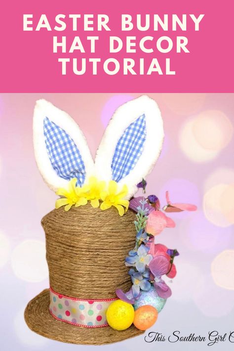 Easter Bunny Hat Craft, Easter Top Hat, Easy Easter Bonnet Ideas, Easter Bonnet Hat, Easter Bunny Hat, Easter Tops, Hat Decor, Recipes Tutorials, Easter Hats