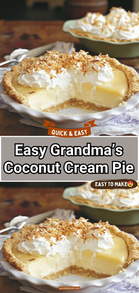 This easy coconut cream pie has a few fantastic layers - crispy crust, coconut cream filling, light and fluffy whipped cream, and flavorful toasted coconut Lemon Coconut Cream Pie, Coconut Cream Pie Recipes Homemade, Coconut Crème Pie, Old Fashion Coconut Cream Pie Recipe, Coconut Pie Recipe Easy, Best Coconut Custard Pie Recipe, Cocnut Cream Pie, Easy Coconut Cream Pie, Homemade Coconut Cream Pie