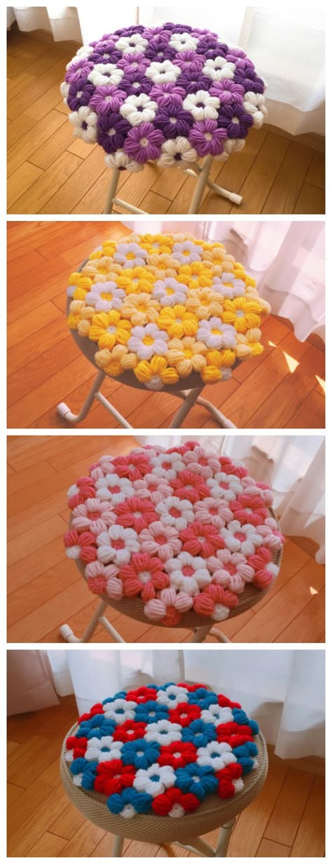 This is one of the best Flower Crochet Chair patterns that I could find! Crochet Chair Cover, Crochet Motivation, Crochet Bedroom, Chair Crochet, Crochet Room Decor, Crochet Room, Crochet Chair, Crochet Kingdom, Crochet Furniture