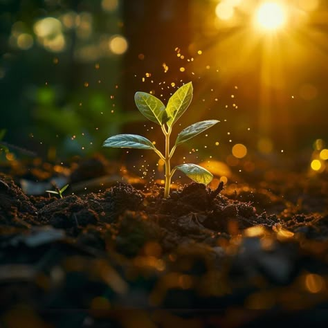 AI generated Lifes renewal Little plant emerges from soil in golden light For Social Media Post Size Kindness Aesthetic, Gospel Background, Nice Backgrounds, Agriculture Photography, Pics For Editing, Jesus Is The Light, Background Environment, Environment Photography, Flyer Background