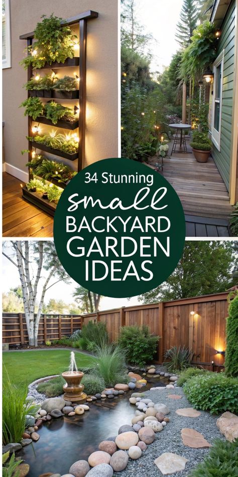 Create your dream backyard with these small tranquil garden ideas! From cozy garden terrace ideas patio setups to innovative garden designs for small spaces, we’ve got you covered. Whether it’s a tiny back patio or a relaxing garden space, get inspired to turn your outdoor area into a stunning oasis. #SmallTranquilGardenIdeas #CozySmallGarden #OutdoorGardenPatio Outside Gardening Ideas, Plant Backyard Ideas, Simple Clean Backyard Landscape, Unique Gardening Ideas, Backyard Small Garden Ideas, Small Low Maintenance Garden, Garden Renovation Before And After, Perimeter Garden Ideas, Outdoor Small Garden Ideas