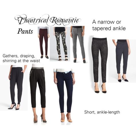 Theatrical Romantic Pants by winter-belle on Polyvore featuring Robert Rodriguez, Eileen Fisher, Elie Tahari, Diane Von Furstenberg, Paige Denim, White House Black Market, Theory, pants, kibbe and theatricalromantic Romantic Body Type Pants, Soft Classic Kibbe Pants, Kibbe Romantic Sweaters, Kibbe Romantic Pants, Romantic Pants, Theatrical Romantic Body Type, Romantic Body Type, Romantic Gamine Essence, Theatrical Romantic Style