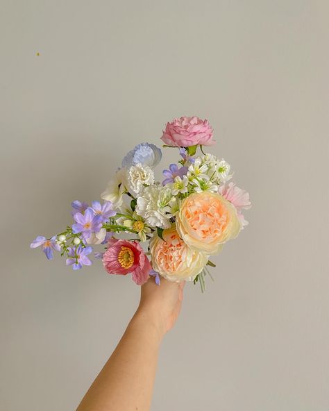 bridesmaid bouquet lineup from 5 different weddings 💫 Small Spring Bridesmaid Bouquet, White Bridesmaid Bouquet Colorful Bride Bouquet, Wildflower Wedding Bouquet Bridesmaid, Small Colorful Wedding Bouquet, Colourful Bridesmaid Bouquet, Mini Bridesmaid Bouquet, Colorful Bridesmaid Bouquet, Simple Bridesmaids Bouquets, Pastel Bridesmaid Bouquet