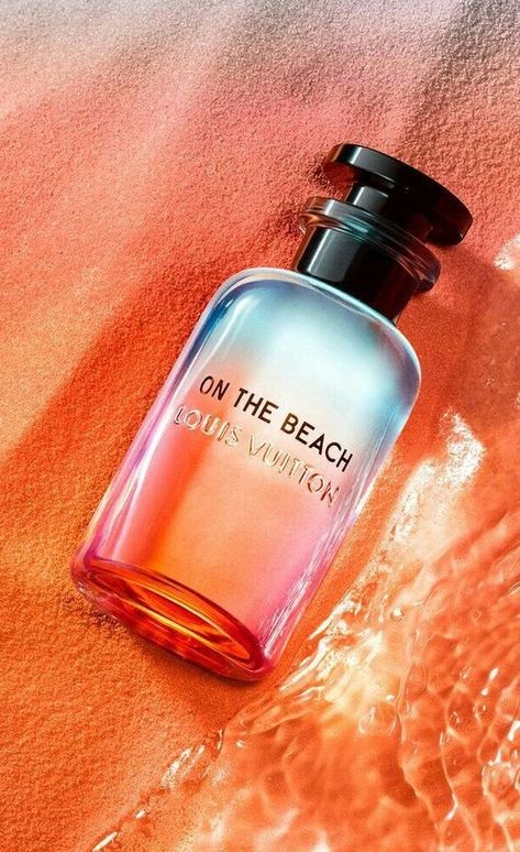 Perfume Beach Photoshoot, Sand Perfume Photography, Beach Perfume Photography, Beach Scented Perfume, Louis Vuitton Perfume, Louis Vuitton Fragrance, Beach Perfume, Beach Fragrance, New Fragrances