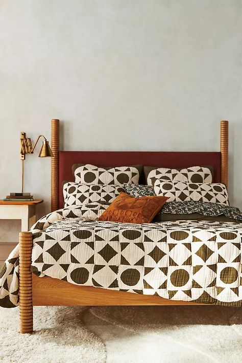 Unique Quilts & Bedding Coverlets | Anthropologie Gauze Quilt, Farmhouse Bedding Sets, California Architecture, Mid Century Modern Patterns, Perfect Bedding, Farmhouse Bedding, Inspire Me Home Decor, Primary Bedroom, Humble Abode