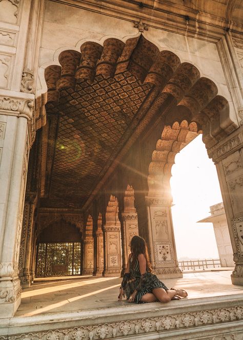 The Red Fort - The Delhi Photo Guide: Top 16 Most Instagrammable Places in New and Old Delhi, India | Away Lands Red Fort Photography Poses, Poses In Fort, Red Fort Photography, India Honeymoon, India Vacation, Jaipur Travel, Delhi Travel, India Travel Places, India Trip