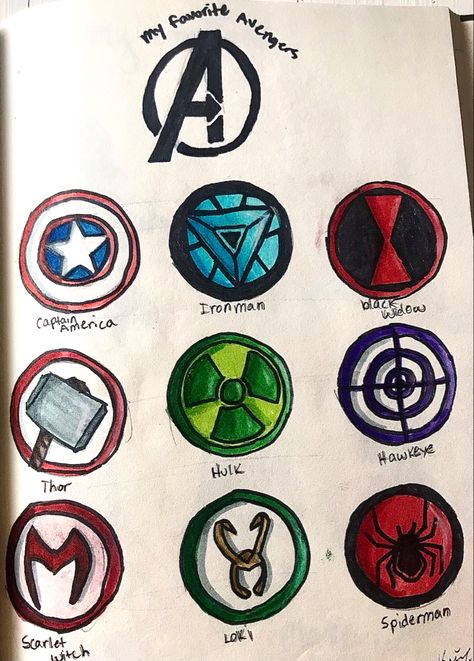 Marvel Avengers Symbols, Marvel Highlight Cover, Iron Man Hand Drawing, Marvel Art Easy, Avengers Doodle Art, Avengers Drawings Sketches, Cute Marvel Drawings Easy, Easy Marvel Drawings, Marvel Drawings Easy