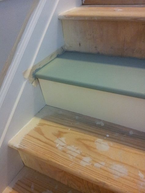 Painted Stairs for Under $50 • Our Storied Home Redo Stairs, Diy Staircase Makeover, Basement Flooring Options, Stair Makeover, Basement Carpet, Stair Riser, Stairs Makeover, Diy Staircase, Stair Ideas