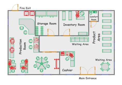 The floor plan is about the Physical Store of Masks n' Go. A floor plan is a technical drawing to scale that depicts the relationships between rooms, spaces, traffic patterns, and other physical characteristics on one level of a structure from above. Effective warehouse design begins with determining your needs, which include the jobs that will be done in your warehouse and the equipment that will best support them. When you put in the time and effort to design an effective warehouse plan, you are paving the road for years of savings in time, money, and headache. Furniture Factory Layout Plan, Warehouse Blueprints, Small Warehouse Design Layout, Warehouse Layout Floor Plans, Small Warehouse Design, Warehouse Floor Plan, Store Floor Plan, Warehouse Plan, Warehouse Layout