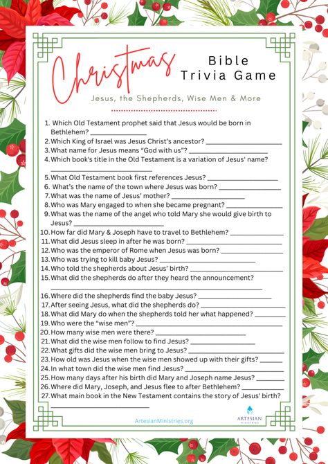 Christmas Bible Trivia Questions plus Free Printables Bible Trivia Games Free Printable, Christmas Jepordy Game Questions Free, Christmas Bible Trivia Free Printable, Christmas Bible Trivia With Answers, Christmas Trivia Printable Free, Bible Christmas Games, Christmas Song Trivia Free Printable, Bible Christmas Trivia, Christian Christmas Trivia