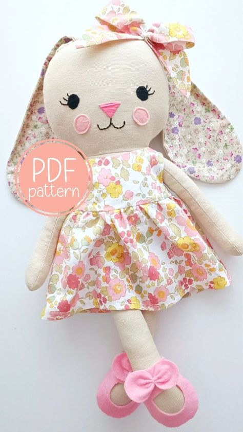 Sabina Bürgermayer | Make sweet Bunny doll with me 🌸💕🐰 PDF pattern AVAILABLE NOW! WHAT DO YOU GET? • 17,7"/45cm Bunny doll PDF pattern with 3 different eye… | Instagram Easy Cloth Doll Patterns Free, Free Rag Doll Patterns To Sew, Rag Doll Dress Pattern Free, Stuffed Doll Pattern, Diy Rag Doll Pattern Free, Homemade Dolls Easy, Make A Doll, Pdf Patterns Sewing Free, Felt Doll Pattern Free Templates