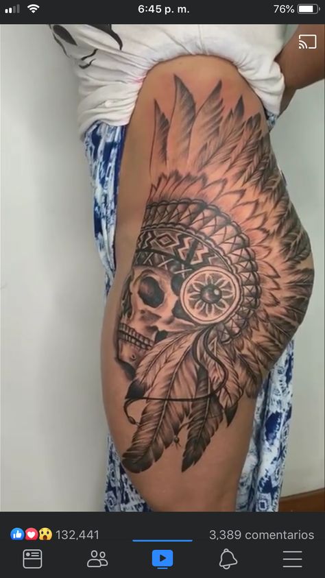 Western Tattoos For Women, Tattoo Western, Tattoo Indian, Indian Skull Tattoos, Cowgirl Tattoos, Western Tattoos, Creepy Drawings, Leg Tattoos Women, Indian Tattoo