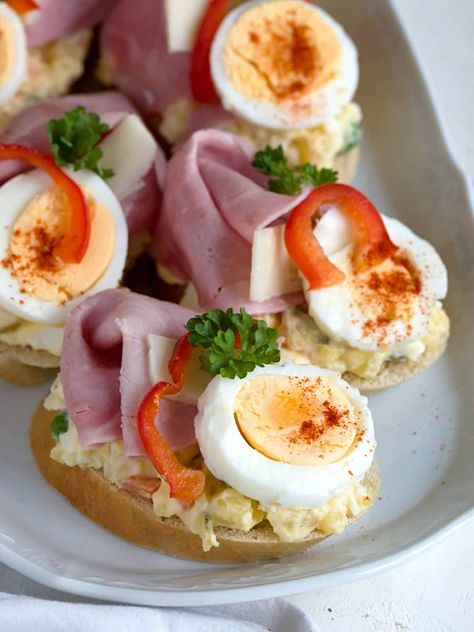 Open-Faced Sandwiches – Czech Chlebíčky - Cook Like Czechs Open Faced Sandwich Recipes, Open Face Sandwich, White Wheat Bread, Czech Food, Soft Bread, Yeast Dough, Cold Sandwiches, Open Faced Sandwich, Sandwich Ingredients