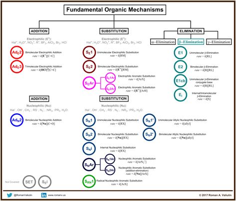 Fundamental Organic Mechanisms made by Roman A. Valiulin with ChemDraw Organic Chemistry Mechanisms, Organic Chemistry Notes, Organic Chemistry Reactions, Organic Reactions, Organic Chem, Organic Chemistry Study, Chemistry Study Guide, Chemistry Basics, Study Chemistry