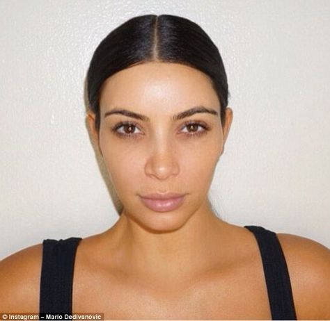 Before: Kim Kardashian appeared bare faced before a whole auditorium of paying guests yesterday, to help close friend and make-up artist Mario Dedivanovic reveal all her best beauty secrets Kim Kardashian Without Makeup, Kim Kardashian Eyebrows, Medical Esthetics, Kim K Makeup, Kim Kardashian Home, All The Kardashians, Kim Kardashian Makeup Tutorial, Mario Dedivanovic, Kardashian Makeup