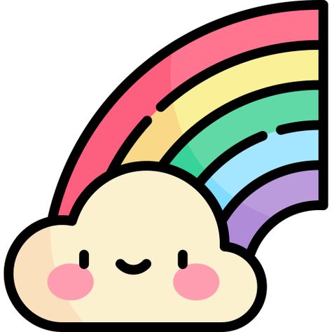 Cute Rainbow Drawings, Rainbow Icon, Rainbow Vector, Rainbow Kawaii, Rainbow Drawing, Minecraft Banner Designs, Easy Drawings For Beginners, Easy Drawings For Kids, Cute Doodles Drawings