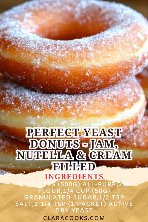 Perfect Yeast Donuts - Jam, Nutella & Cream Filled Twisted Donuts Recipe, Yeasted Donut Recipe, Things To Make With Yeast, Easy Yeast Donut Recipe, Shipleys Donut Recipe, Easy Baked Donut Recipes, Yeast Doughnut Recipe, Yeast Donuts Recipe, Donut Pan Recipes