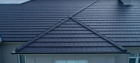 Sleek AND Strong! This ceramic roofing tile makes a bold, sophisticated statement. #whytile Roof Options, Flat Roof Tiles, Modern Brick House, Ceramic Roof Tiles, Brick Houses, Clay Roof Tiles, Roof Paint, Tile Roof, 1930s House