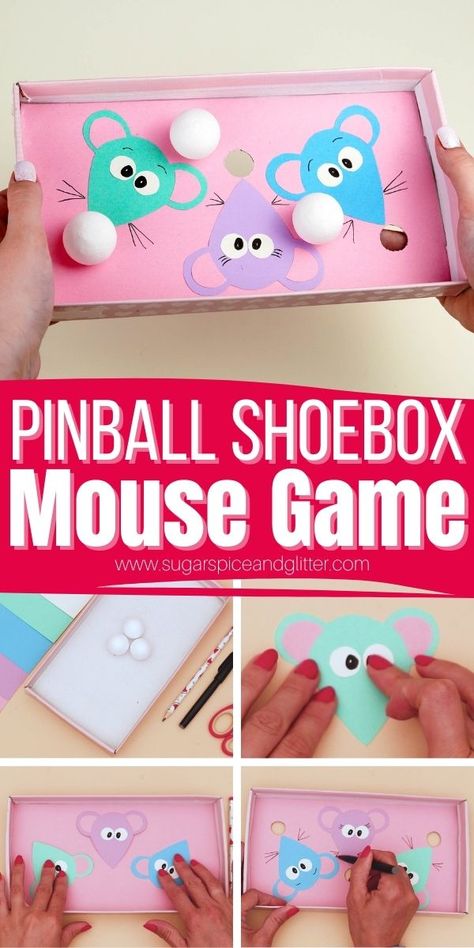 How to make a DIY pinball shoebox game - this Mouse Board Game is the perfect activity for a family games night or a family movie night featuring Fievel Goes West, Ratatouille, Cinderella, etc. Ratatouille Activities, Ratatouille Crafts, Cinderella Activities, Diy Pinball, Fievel Goes West, Family Games Night, Book Themed Activities, Ratatouille Disney, Disney Craft