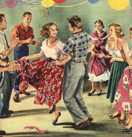 Interview Illustration, Slow Dancing Couples, 1950s Teenagers, Contra Dance, Life In The 1950s, Advertising Archives, Vintage Dance, Vintage Illustration Art, Country Dance