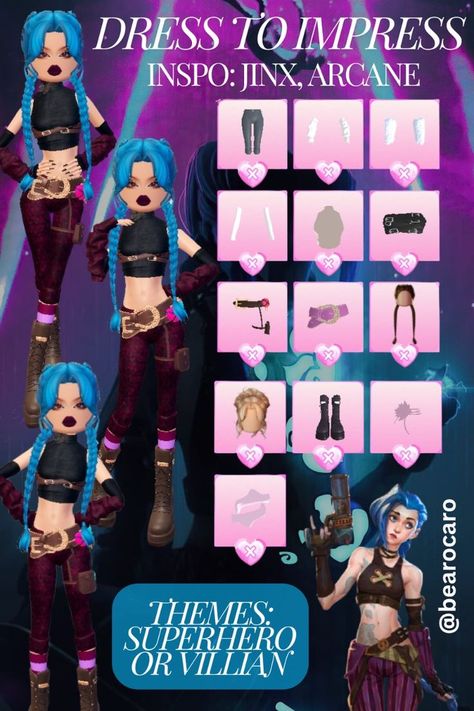 #dresstoimpress #sims4dresstoimpress #dress #sims4 #roblox
#dtitheme Jinx Arcane Outfit Dti, Vi League Of Legends Arcane, Video Game Character Dress To Impress, Jinx Outfit, Villain Dress To Impress, Game Night Dress To Impress, Arcane Cosplay, Villain Dresses, Roblox Video