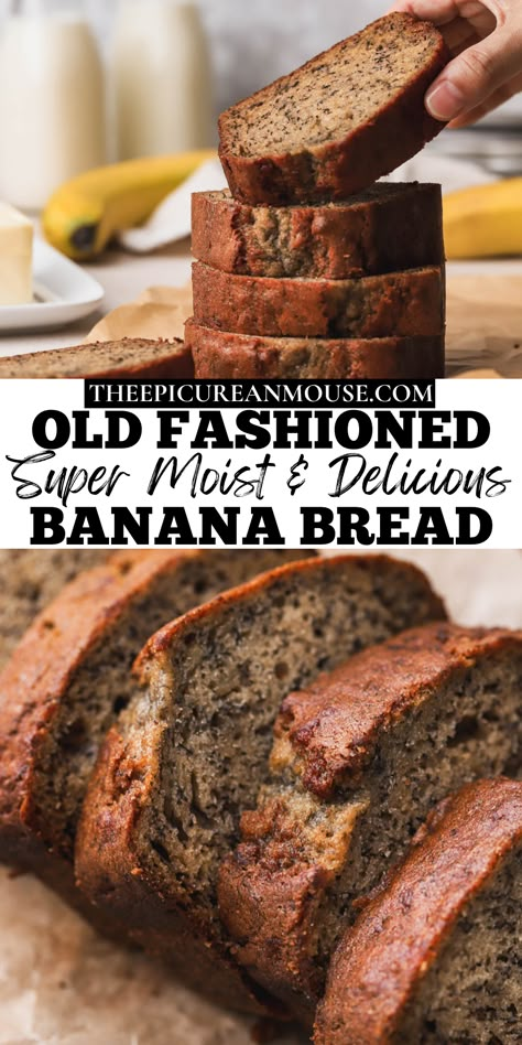 Moist Dense Banana Bread, Dark Moist Banana Bread, Dark Brown Banana Bread, Best Banana Bread Recipe 3 Bananas, Banana Bread Bob Evans Recipe, Old Banana Bread Recipes, Extra Banana Banana Bread, Banana Recipes 2 Bananas, Preppy Kitchen Banana Bread