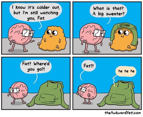 Heart And Brain Comic, Awkward Yeti, The Awkward Yeti, Heart And Brain, He He, Life Comics, Gay Humor, Medical Humor, Workout Humor