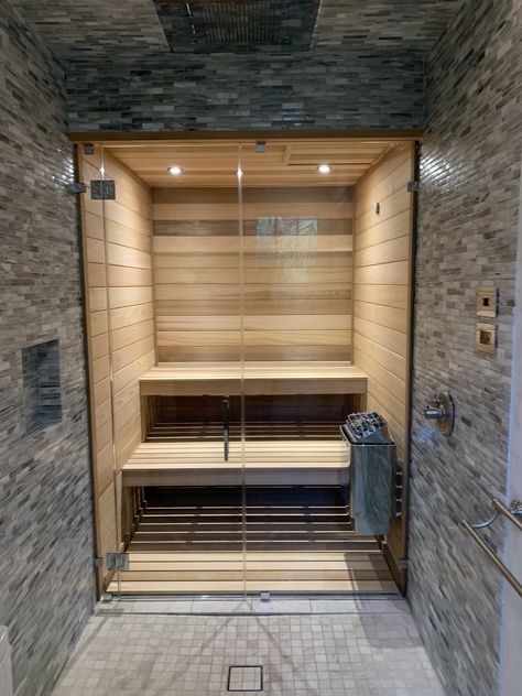 From a boring walking closet to a beautiful custom sauna room Shower Sauna Combo Master Bath, Shower Sauna Combo, Custom Sauna, Sauna Bathroom Design, Shower Sauna, Ensuite Design, Sauna Shower, Master Bath Renovation, Sauna Steam Room