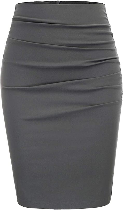 GRACE KARIN Office Skirt Women's Retro Skirt Knee-Length Pencil Skirt Pencil Skirt M Dark Gray : Amazon.co.uk: Fashion Summer Prom Dress, Business Skirt, Deep V Neck Dress, Grey Pencil Skirt, Professional Wear, Work Skirts, Ruched Skirt, Vintage Rock, Body Con Skirt