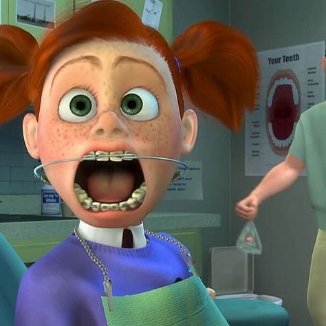 The iconic braces scene. Gotta love it! #braces #funny #movie #loveit #orthodontics #itsfunny #pueblo #visitpueblo #laugh #watchit #nemo #fantastic Braces Funny, Orthodontic Humor, Red Hair Costume, Braces Girls, Dental Fun, Dental Braces, Dental Kids, Dental Art, Dental Humor