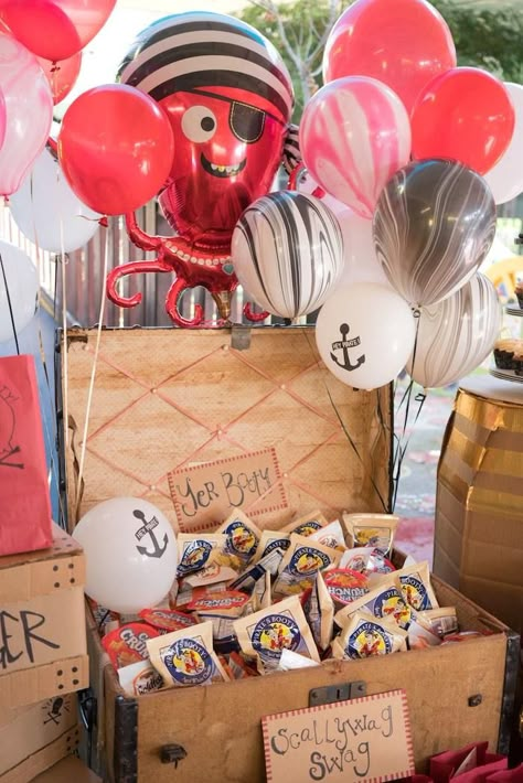 Pirates Life Three Birthday Party – More Ideas Added! Birthday Bash Ideas, Three Birthday Party, Kids Pirate Party, Adventure Birthday Party, Mermaid Pirate Party, Three Birthday, Pirate Themed Birthday Party, Pirate Themed Birthday, Pirate Theme Party