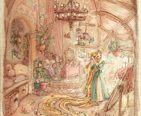 Tangled Concept Art, Claire Keane, Tangled 2010, Rapunzel Tangled, Wonderful World Of Disney, Disney Concept Art, Walt Disney Animation Studios, Disney Tangled, Fairytale Art